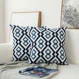 Navy Blue/White Embroidered Pillows