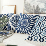 Navy Blue/White Embroidered Pillows