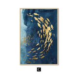 Golden Fish Butterfly Wall Art Canvas