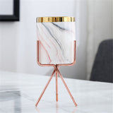 Nordic Marble Pattern Golden Ceramics Vase