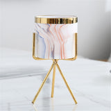 Nordic Marble Pattern Golden Ceramics Vase