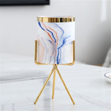Nordic Marble Pattern Golden Ceramics Vase