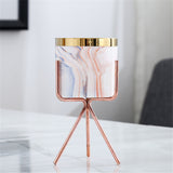 Nordic Marble Pattern Golden Ceramics Vase
