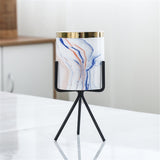 Nordic Marble Pattern Golden Ceramics Vase