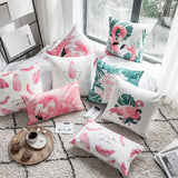 Green Pink Flamingos Pillows