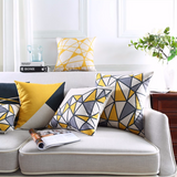 Yellow Geometric Linen Pillows