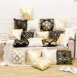 Black Gold Foil Linen Pillows